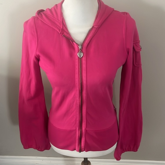 Twisted Heart Bling Y2K VTG Hot Pink Zip Up Hoodie - Picture 16 of 16